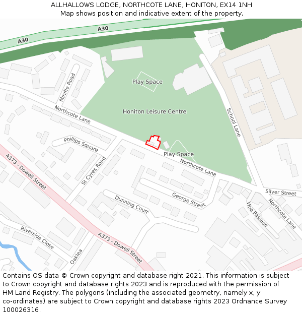 ALLHALLOWS LODGE, NORTHCOTE LANE, HONITON, EX14 1NH: Location map and indicative extent of plot