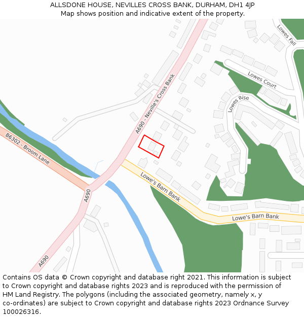 ALLSDONE HOUSE, NEVILLES CROSS BANK, DURHAM, DH1 4JP: Location map and indicative extent of plot