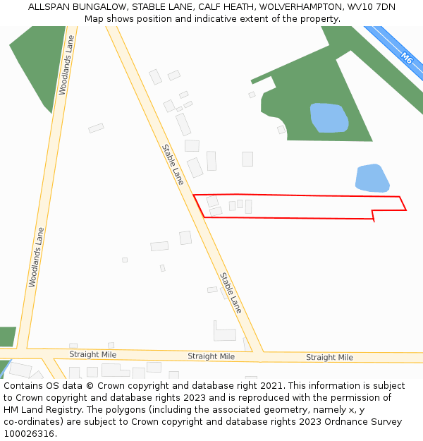 ALLSPAN BUNGALOW, STABLE LANE, CALF HEATH, WOLVERHAMPTON, WV10 7DN: Location map and indicative extent of plot