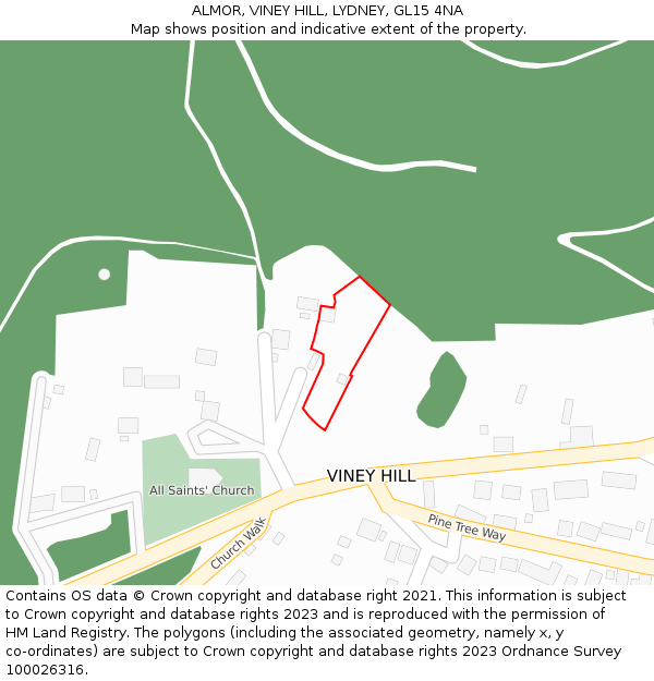 ALMOR, VINEY HILL, LYDNEY, GL15 4NA: Location map and indicative extent of plot