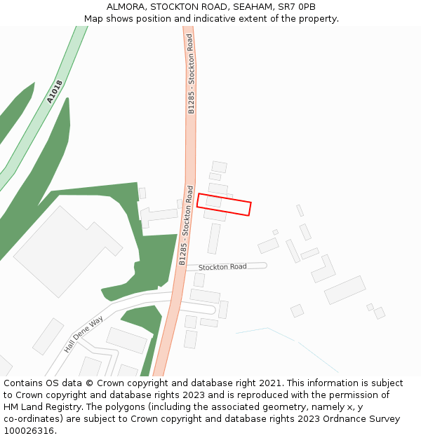 ALMORA, STOCKTON ROAD, SEAHAM, SR7 0PB: Location map and indicative extent of plot