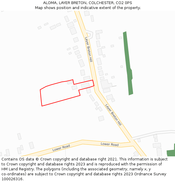 ALOMA, LAYER BRETON, COLCHESTER, CO2 0PS: Location map and indicative extent of plot