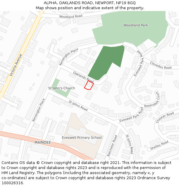 ALPHA, OAKLANDS ROAD, NEWPORT, NP19 8GQ: Location map and indicative extent of plot