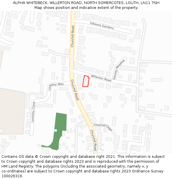 ALPHA WHITEBECK, WILLERTON ROAD, NORTH SOMERCOTES, LOUTH, LN11 7NH: Location map and indicative extent of plot