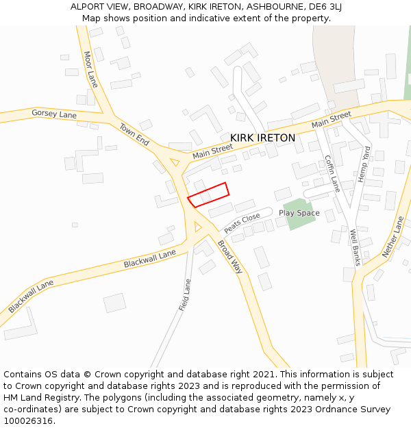 ALPORT VIEW, BROADWAY, KIRK IRETON, ASHBOURNE, DE6 3LJ: Location map and indicative extent of plot