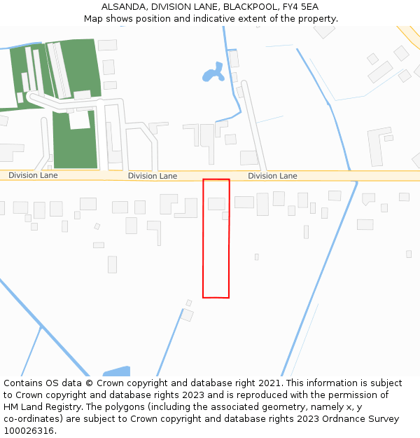 ALSANDA, DIVISION LANE, BLACKPOOL, FY4 5EA: Location map and indicative extent of plot
