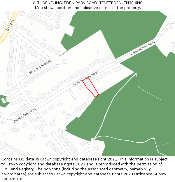 ALTHORNE, INGLEDEN PARK ROAD, TENTERDEN, TN30 6NS: Location map and indicative extent of plot