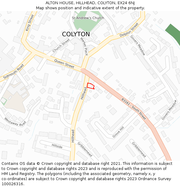 ALTON HOUSE, HILLHEAD, COLYTON, EX24 6NJ: Location map and indicative extent of plot