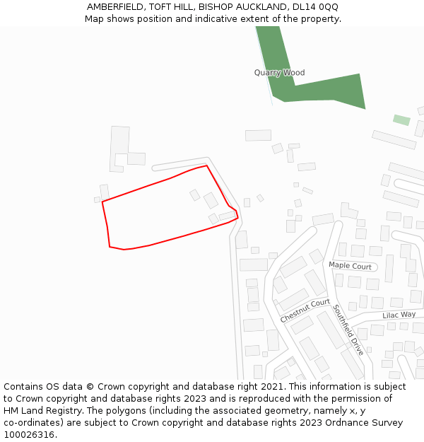 AMBERFIELD, TOFT HILL, BISHOP AUCKLAND, DL14 0QQ: Location map and indicative extent of plot