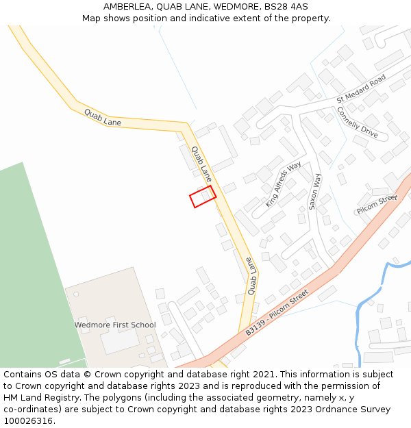 AMBERLEA, QUAB LANE, WEDMORE, BS28 4AS: Location map and indicative extent of plot