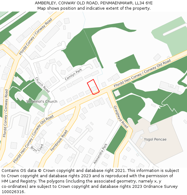 AMBERLEY, CONWAY OLD ROAD, PENMAENMAWR, LL34 6YE: Location map and indicative extent of plot