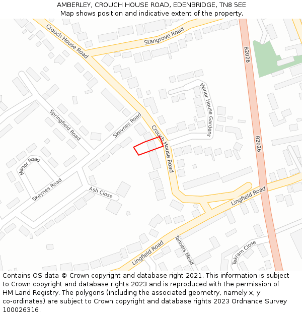 AMBERLEY, CROUCH HOUSE ROAD, EDENBRIDGE, TN8 5EE: Location map and indicative extent of plot