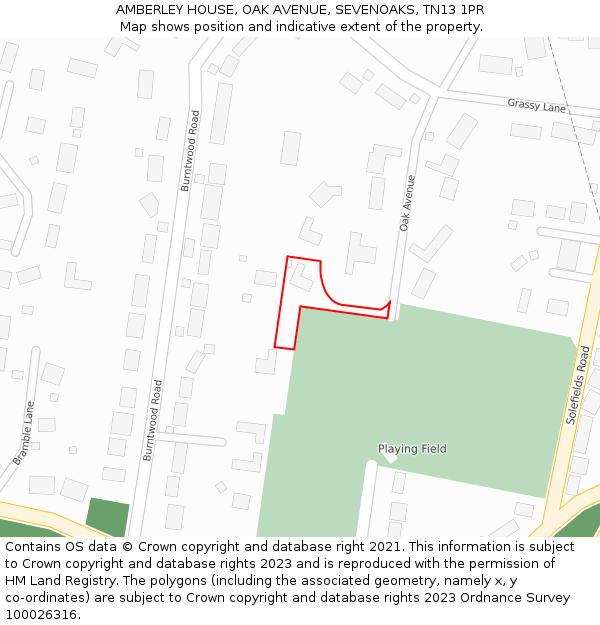 AMBERLEY HOUSE, OAK AVENUE, SEVENOAKS, TN13 1PR: Location map and indicative extent of plot