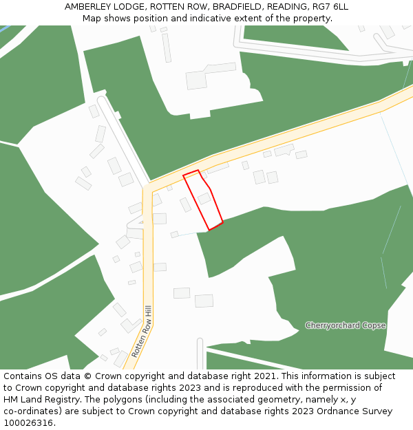 AMBERLEY LODGE, ROTTEN ROW, BRADFIELD, READING, RG7 6LL: Location map and indicative extent of plot