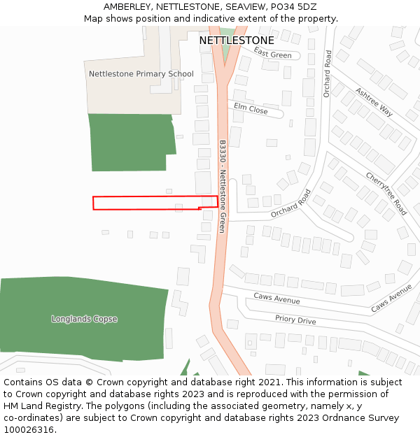AMBERLEY, NETTLESTONE, SEAVIEW, PO34 5DZ: Location map and indicative extent of plot