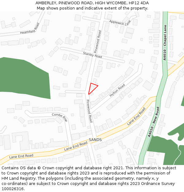 AMBERLEY, PINEWOOD ROAD, HIGH WYCOMBE, HP12 4DA: Location map and indicative extent of plot