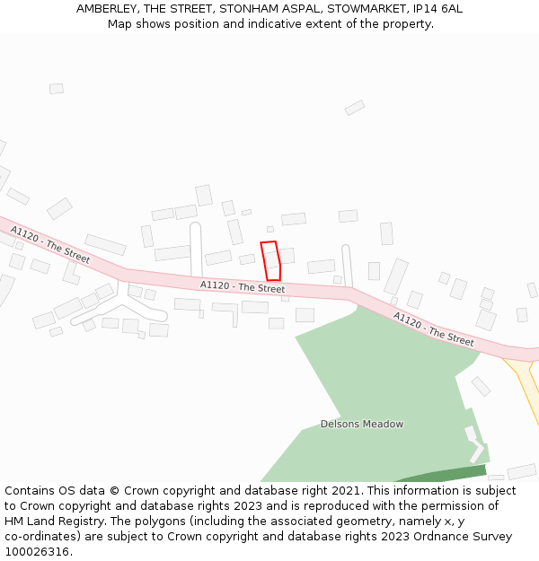 AMBERLEY, THE STREET, STONHAM ASPAL, STOWMARKET, IP14 6AL: Location map and indicative extent of plot