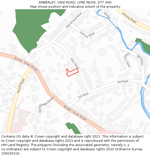 AMBERLEY, VIEW ROAD, LYME REGIS, DT7 3AA: Location map and indicative extent of plot