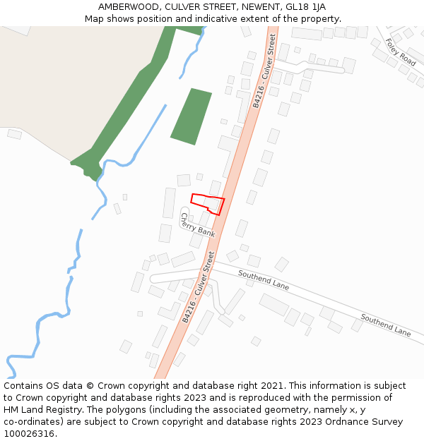 AMBERWOOD, CULVER STREET, NEWENT, GL18 1JA: Location map and indicative extent of plot