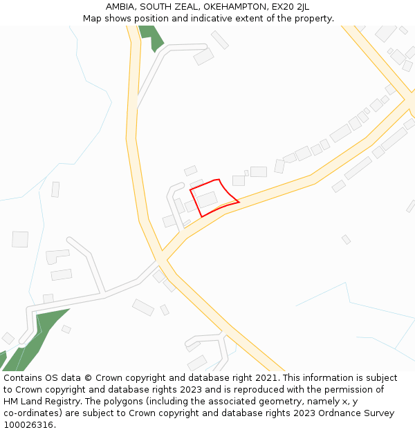 AMBIA, SOUTH ZEAL, OKEHAMPTON, EX20 2JL: Location map and indicative extent of plot