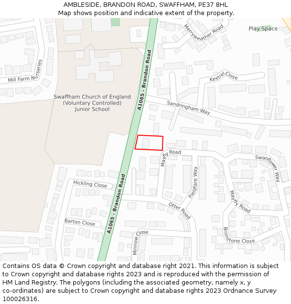 AMBLESIDE, BRANDON ROAD, SWAFFHAM, PE37 8HL: Location map and indicative extent of plot