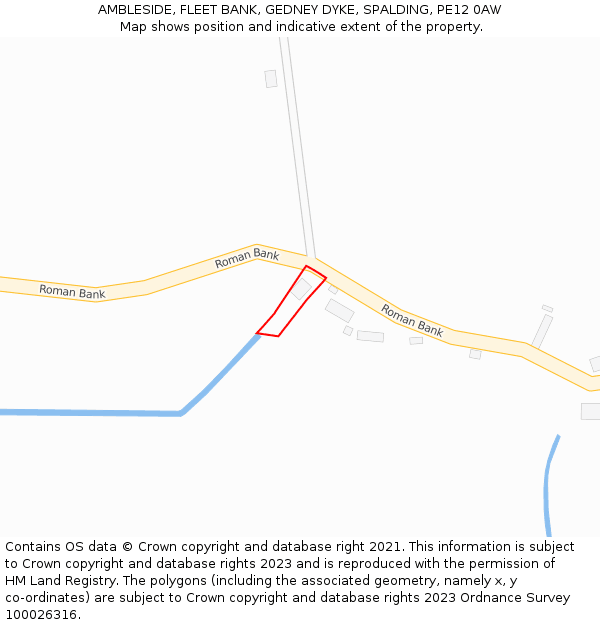 AMBLESIDE, FLEET BANK, GEDNEY DYKE, SPALDING, PE12 0AW: Location map and indicative extent of plot