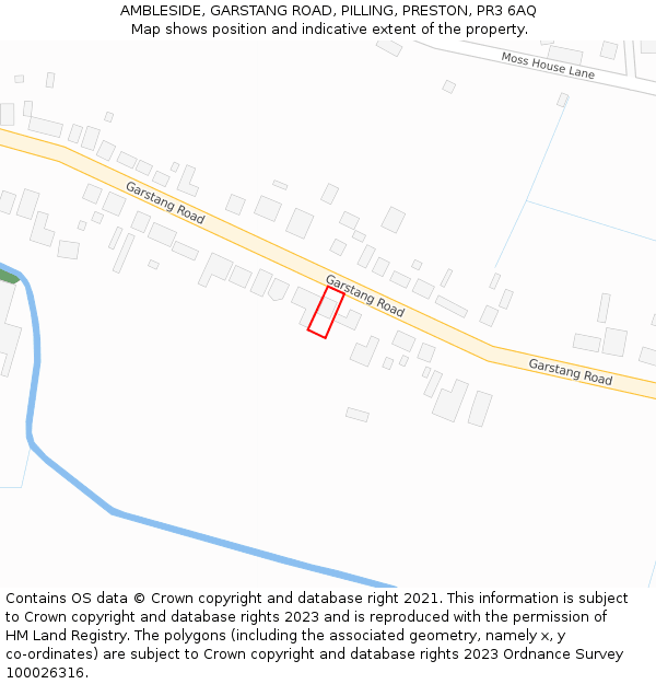 AMBLESIDE, GARSTANG ROAD, PILLING, PRESTON, PR3 6AQ: Location map and indicative extent of plot
