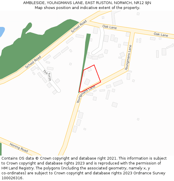AMBLESIDE, YOUNGMANS LANE, EAST RUSTON, NORWICH, NR12 9JN: Location map and indicative extent of plot