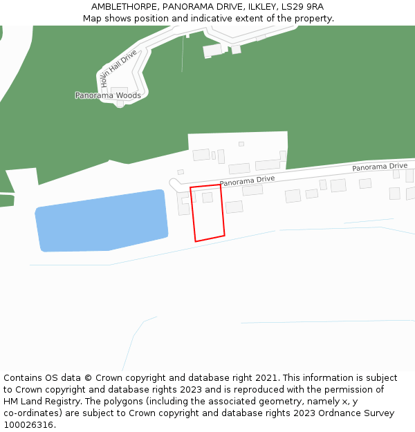 AMBLETHORPE, PANORAMA DRIVE, ILKLEY, LS29 9RA: Location map and indicative extent of plot