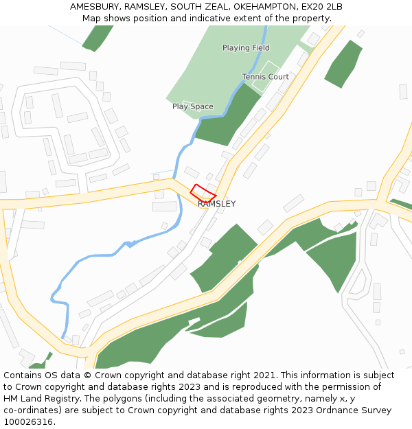 AMESBURY, RAMSLEY, SOUTH ZEAL, OKEHAMPTON, EX20 2LB: Location map and indicative extent of plot