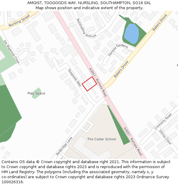 AMGIST, TOOGOODS WAY, NURSLING, SOUTHAMPTON, SO16 0XL: Location map and indicative extent of plot