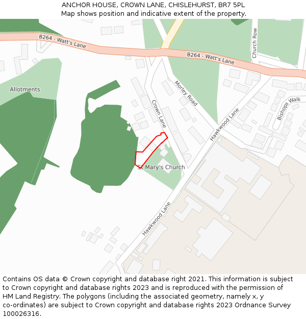 ANCHOR HOUSE, CROWN LANE, CHISLEHURST, BR7 5PL: Location map and indicative extent of plot