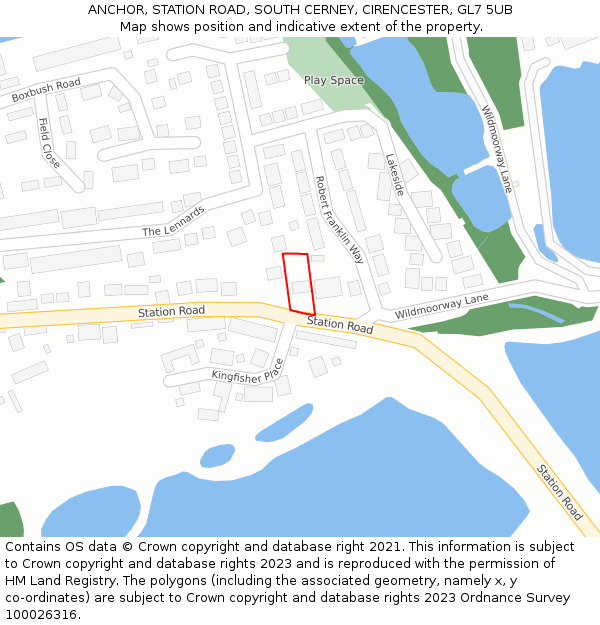 ANCHOR, STATION ROAD, SOUTH CERNEY, CIRENCESTER, GL7 5UB: Location map and indicative extent of plot