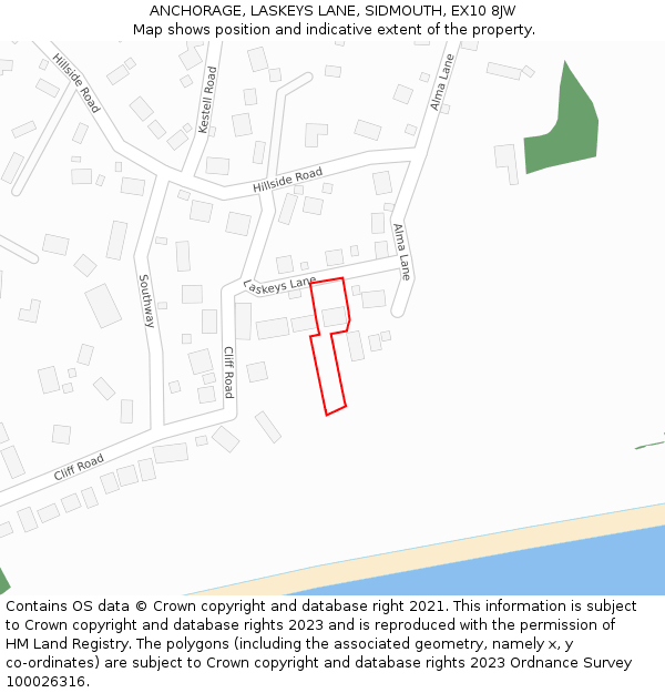 ANCHORAGE, LASKEYS LANE, SIDMOUTH, EX10 8JW: Location map and indicative extent of plot