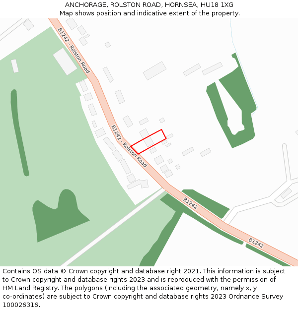 ANCHORAGE, ROLSTON ROAD, HORNSEA, HU18 1XG: Location map and indicative extent of plot
