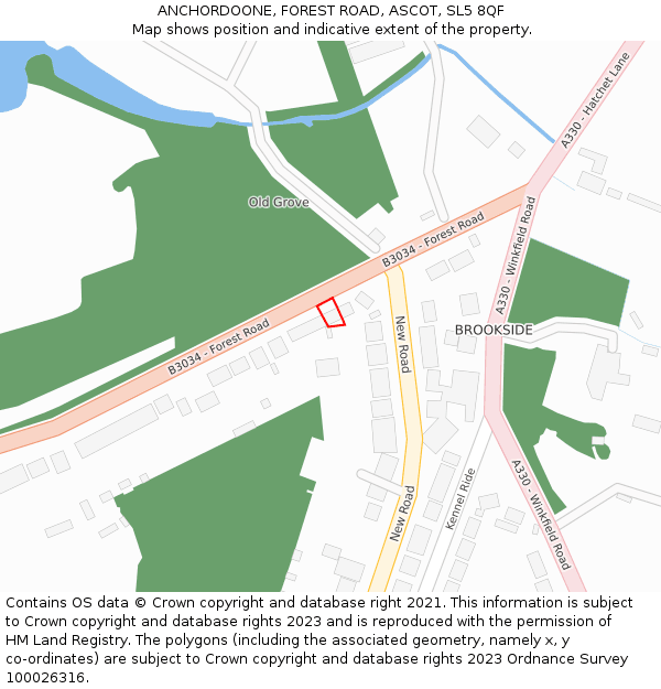 ANCHORDOONE, FOREST ROAD, ASCOT, SL5 8QF: Location map and indicative extent of plot