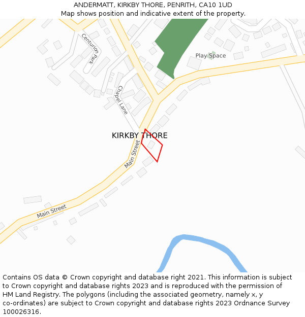 ANDERMATT, KIRKBY THORE, PENRITH, CA10 1UD: Location map and indicative extent of plot