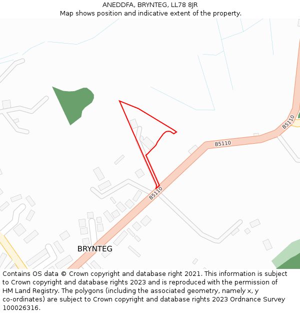 ANEDDFA, BRYNTEG, LL78 8JR: Location map and indicative extent of plot