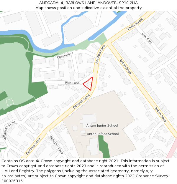 ANEGADA, 4, BARLOWS LANE, ANDOVER, SP10 2HA: Location map and indicative extent of plot