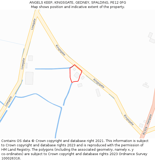 ANGELS KEEP, KINGSGATE, GEDNEY, SPALDING, PE12 0FG: Location map and indicative extent of plot