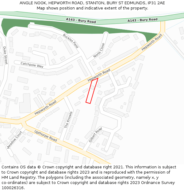 ANGLE NOOK, HEPWORTH ROAD, STANTON, BURY ST EDMUNDS, IP31 2AE: Location map and indicative extent of plot