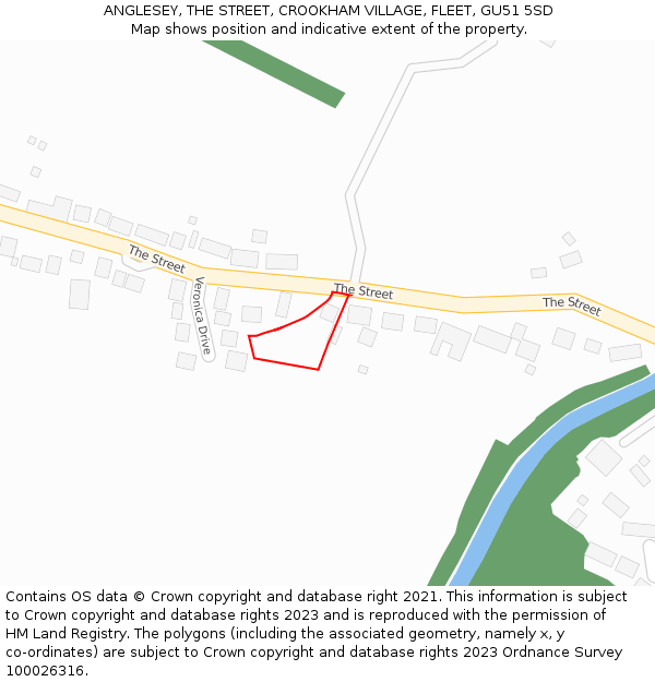 ANGLESEY, THE STREET, CROOKHAM VILLAGE, FLEET, GU51 5SD: Location map and indicative extent of plot