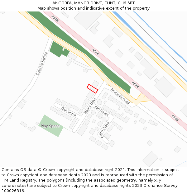 ANGORFA, MANOR DRIVE, FLINT, CH6 5RT: Location map and indicative extent of plot