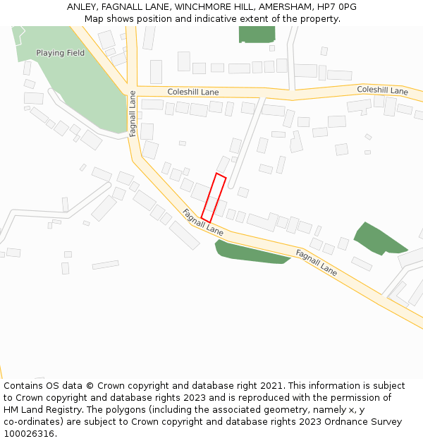 ANLEY, FAGNALL LANE, WINCHMORE HILL, AMERSHAM, HP7 0PG: Location map and indicative extent of plot