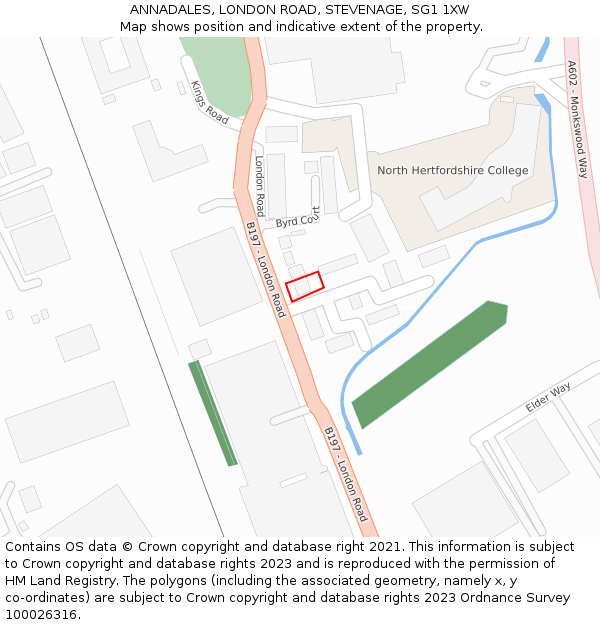 ANNADALES, LONDON ROAD, STEVENAGE, SG1 1XW: Location map and indicative extent of plot