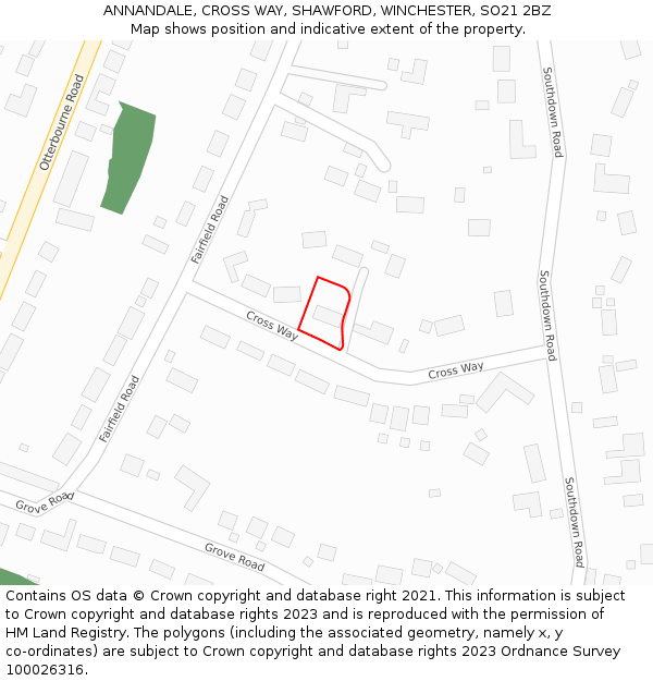 ANNANDALE, CROSS WAY, SHAWFORD, WINCHESTER, SO21 2BZ: Location map and indicative extent of plot