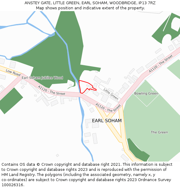 ANSTEY GATE, LITTLE GREEN, EARL SOHAM, WOODBRIDGE, IP13 7RZ: Location map and indicative extent of plot