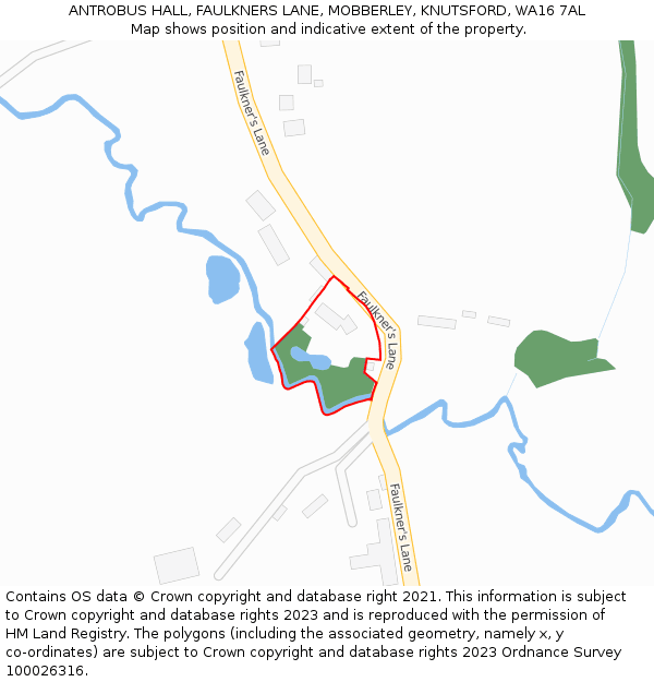 ANTROBUS HALL, FAULKNERS LANE, MOBBERLEY, KNUTSFORD, WA16 7AL: Location map and indicative extent of plot