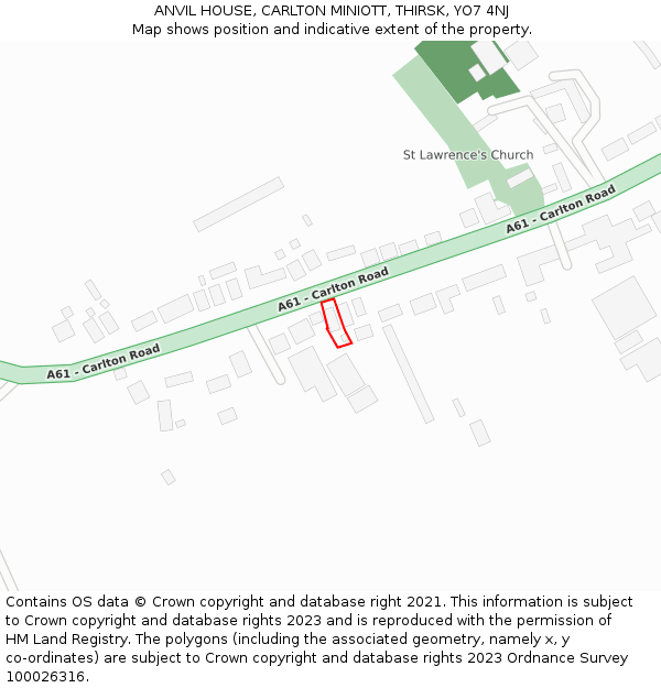 ANVIL HOUSE, CARLTON MINIOTT, THIRSK, YO7 4NJ: Location map and indicative extent of plot