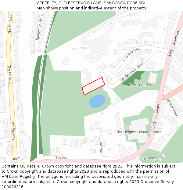 APPERLEY, OLD RESERVOIR LANE, SANDOWN, PO36 9DL: Location map and indicative extent of plot